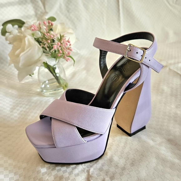 NDS Women's SI Rossi Purple Leather Sandals Pump Heels Size 4.5 US - Picture 6 of 16